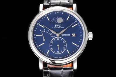 IWC Portofino IW516409 316L Steel Mechanical Movement Black Leather Strap Watch